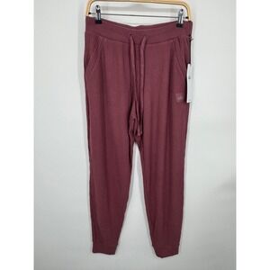 NWT Alo Yoga Sweatpants Ribbed Large Burgundy Truffle Drawstring Elastic Waist